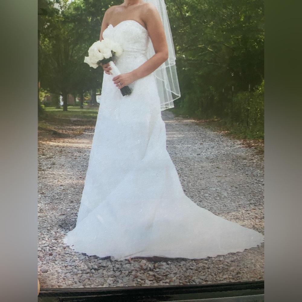 Strapless, sweetheart wedding gown w/veil